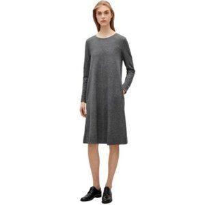 COS Gray Shift Long Sleeve Soft Basic Minimalist Knee Length Casual Dress XS